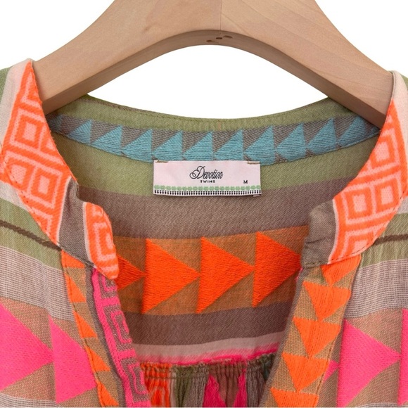 Devotion Twins Women’s Medium Ella Midi Dress Multicolor Pink Orange Flowy Boho - Picture 9 of 13